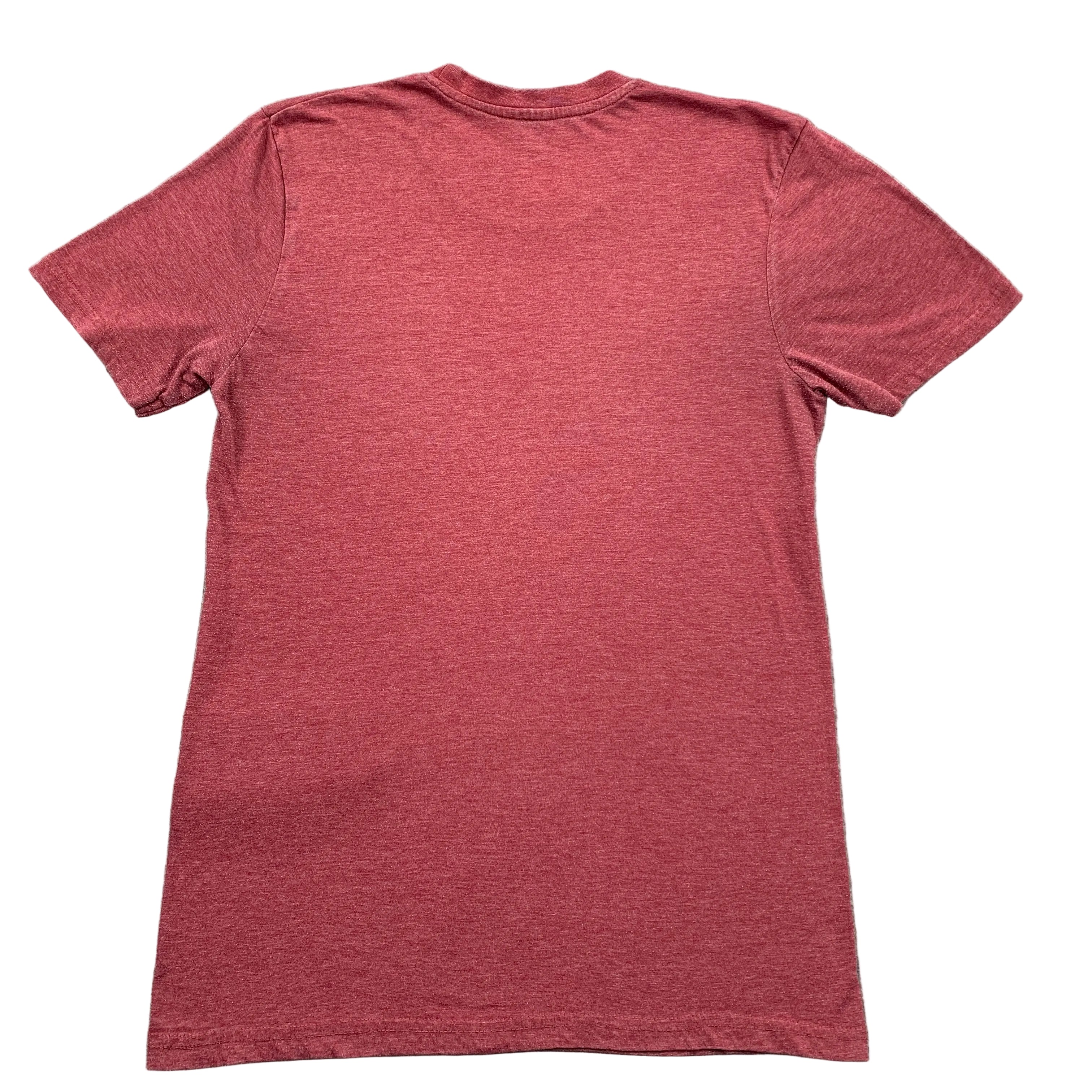 Red t-shirt on a gray textured surface