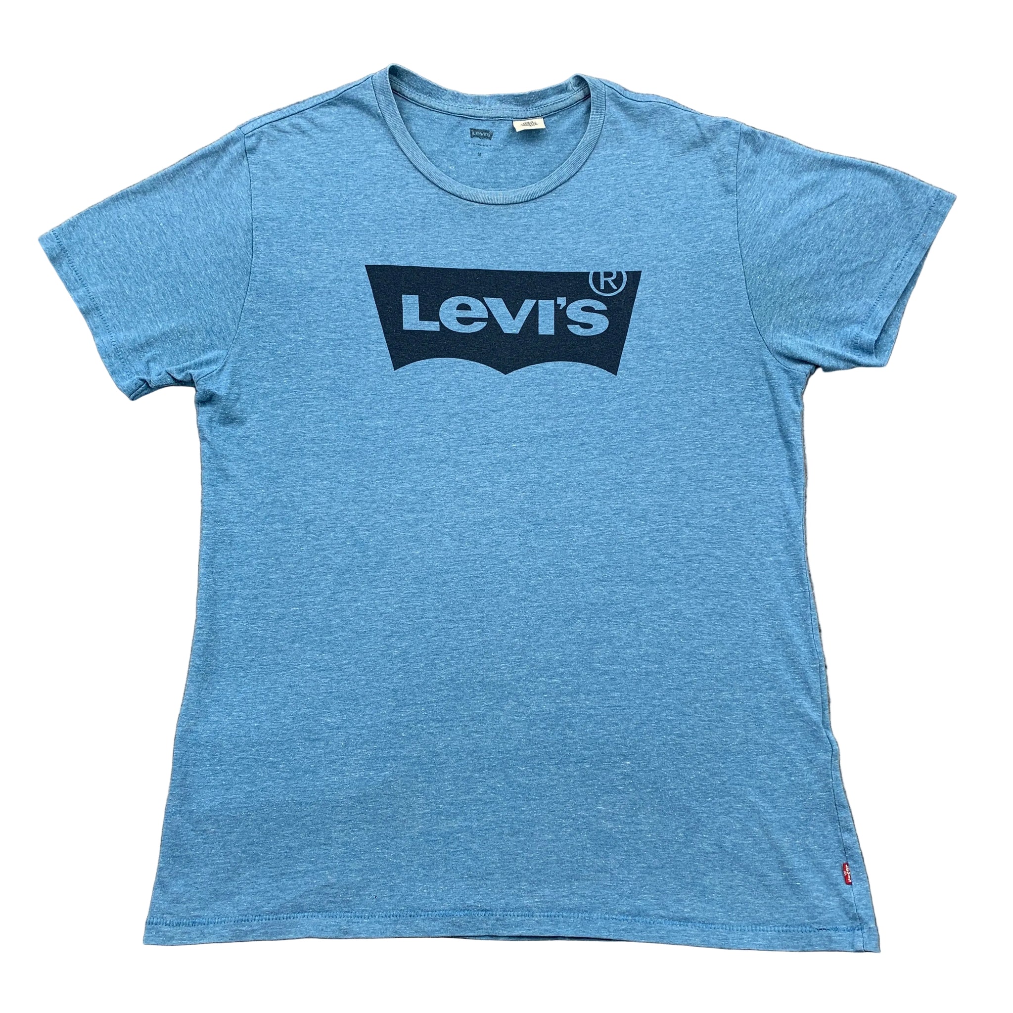 Blue Levi's t-shirt on a gray textured background