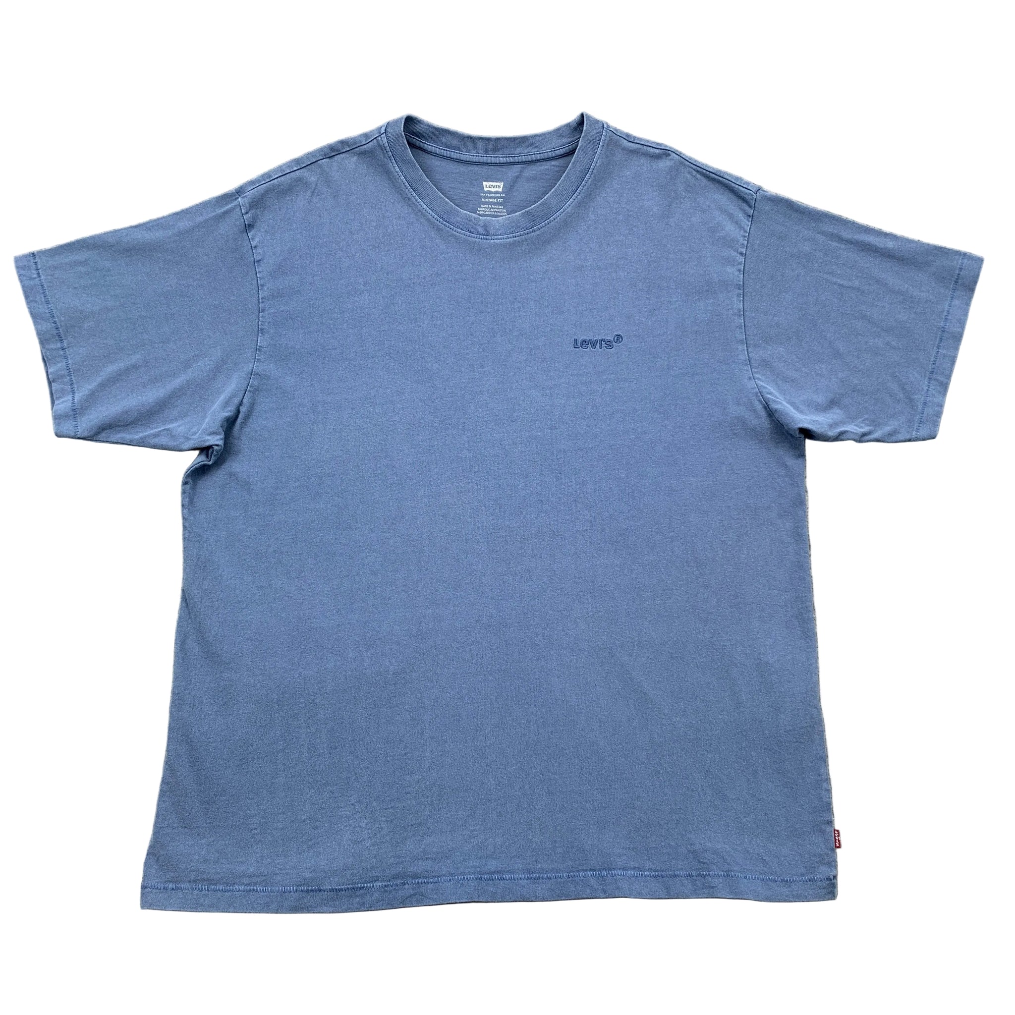 Blue t-shirt with Levi's logo on a gray concrete surface