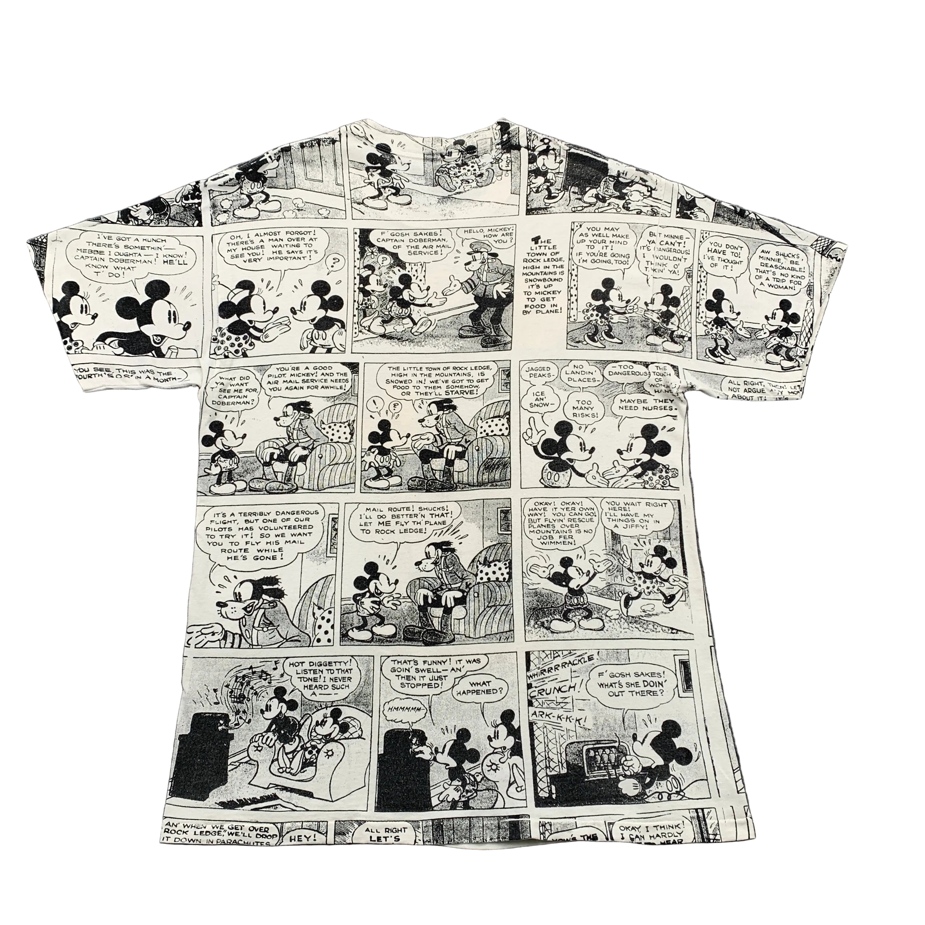 Shirt with comic-style Mickey Mouse design on a gray background