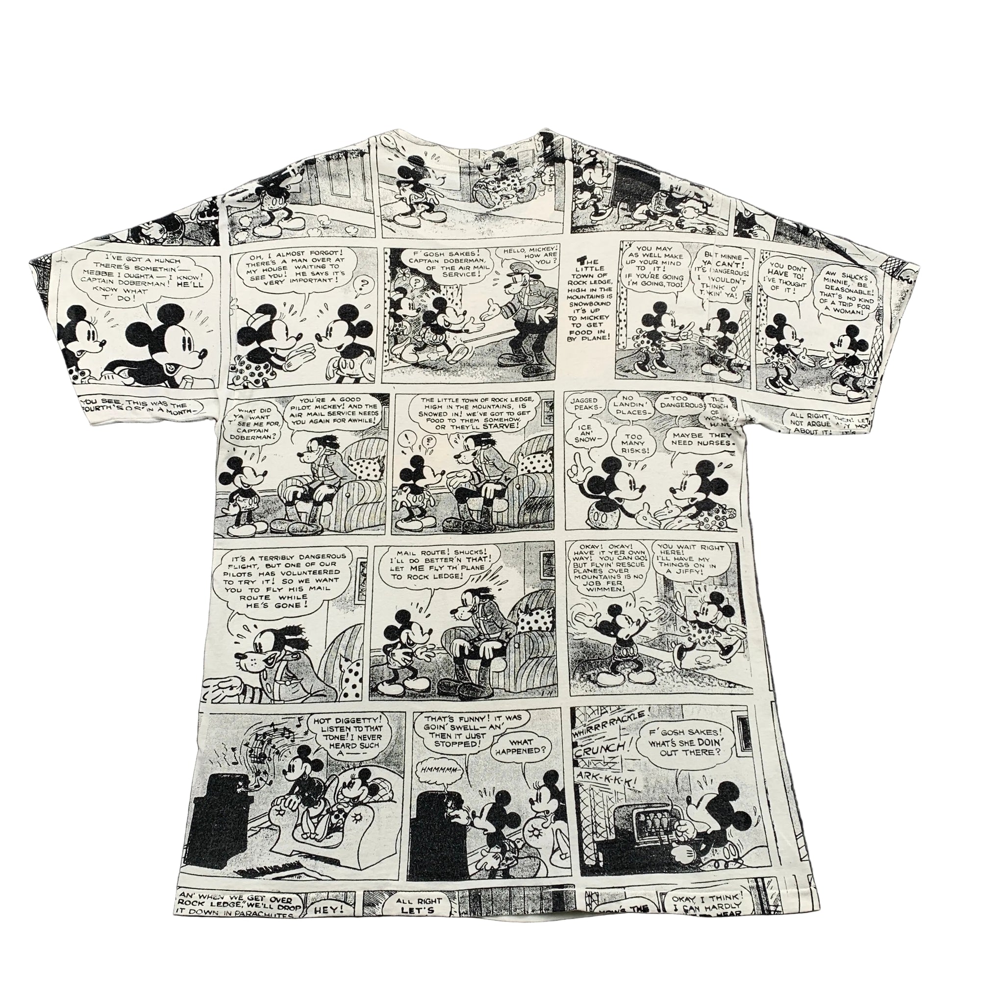 Shirt with comic-style Mickey Mouse design on a gray background