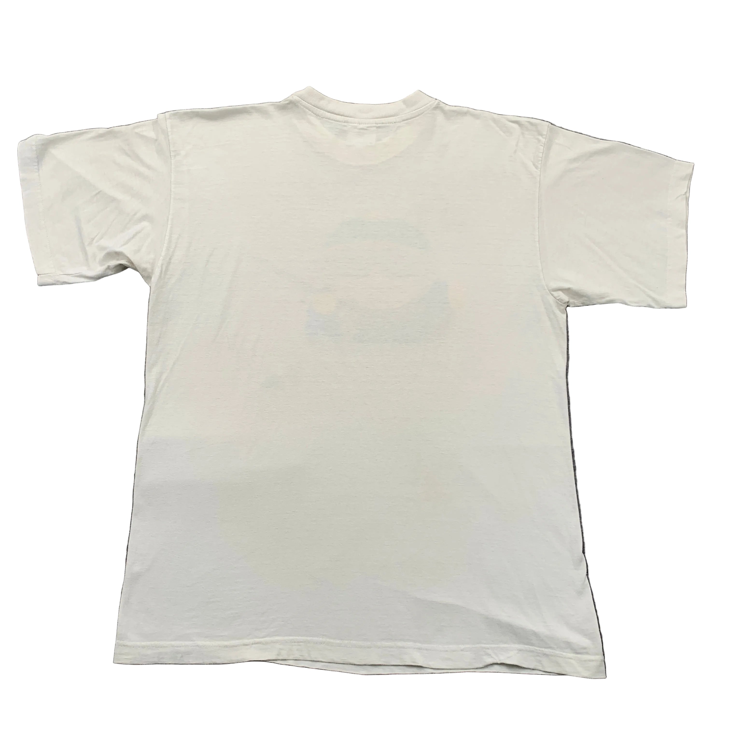 White t-shirt on a gray textured surface