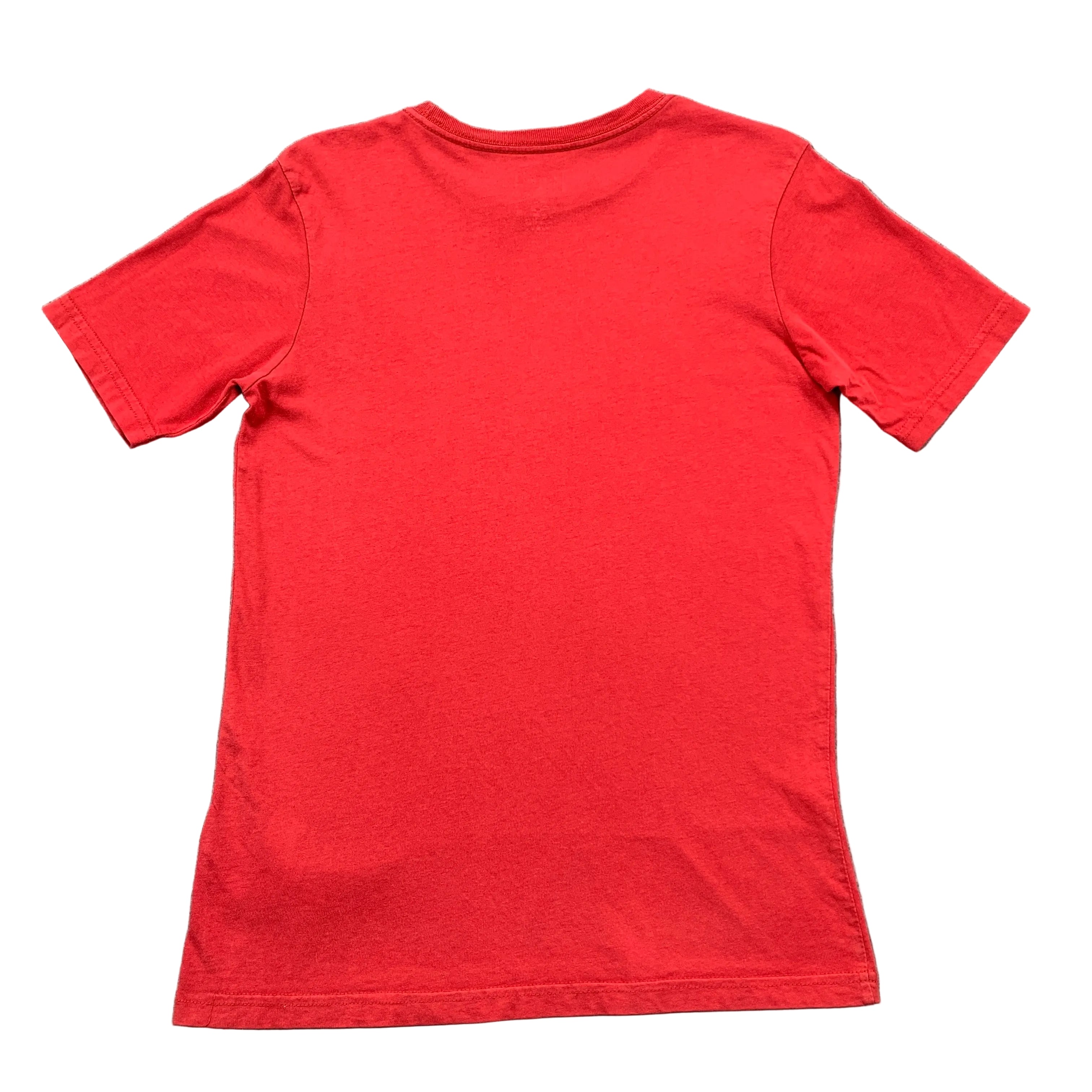 Red t-shirt on a gray textured background