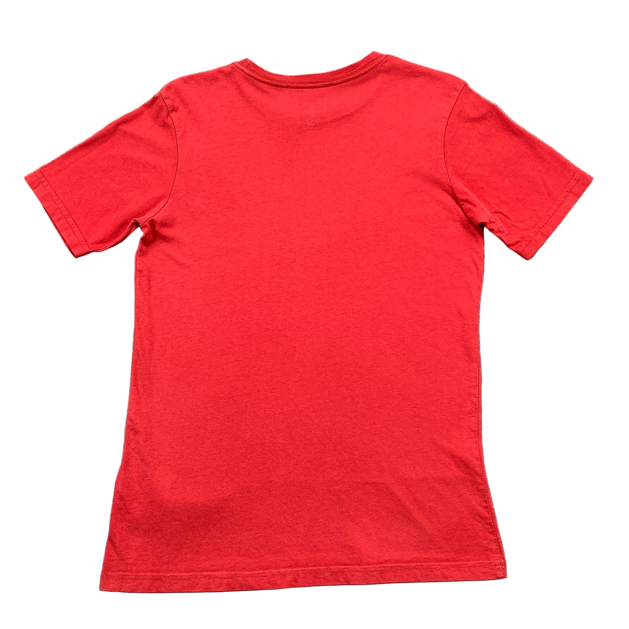 Red t-shirt on a gray textured background
