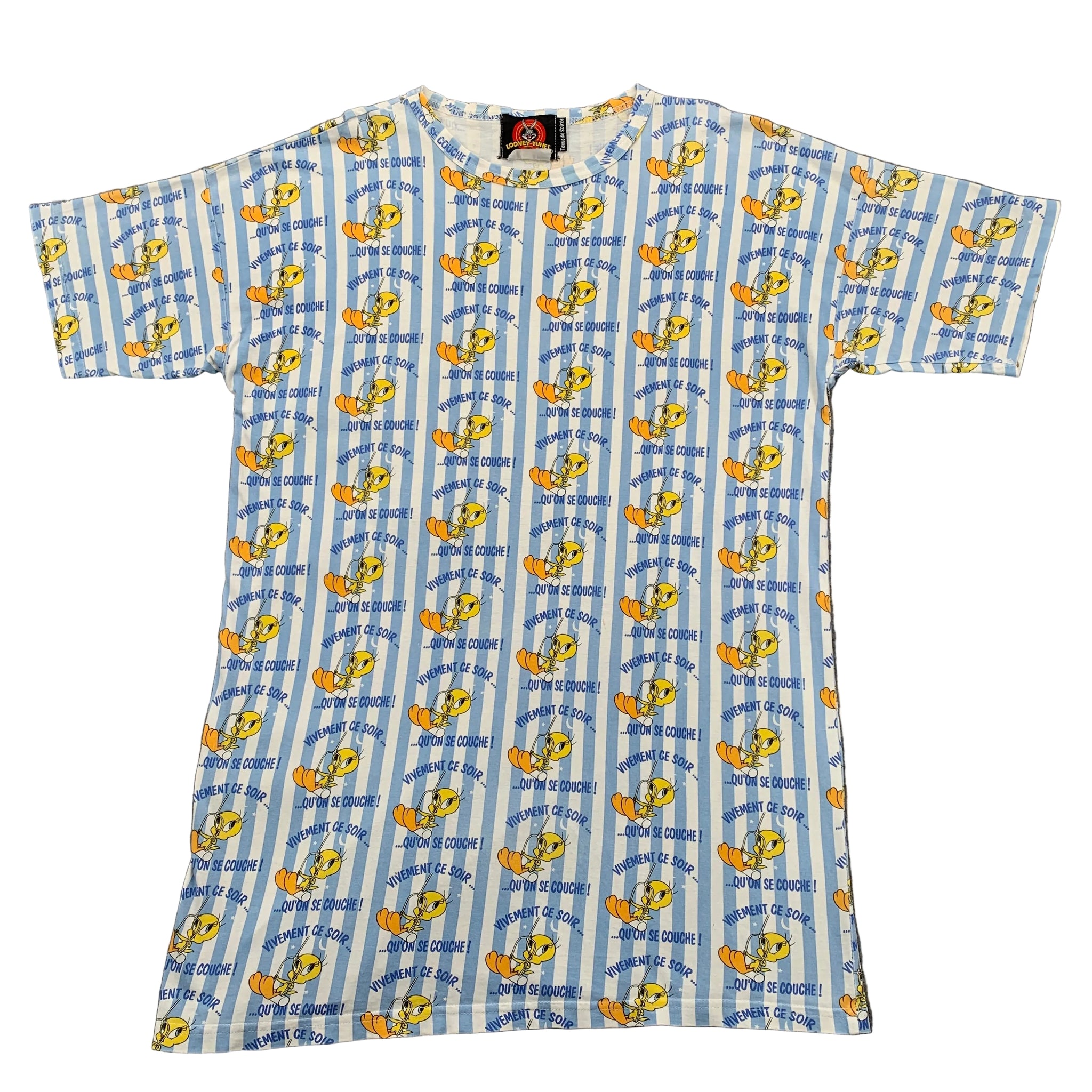 Short-sleeve shirt with cartoon character pattern on a gray background